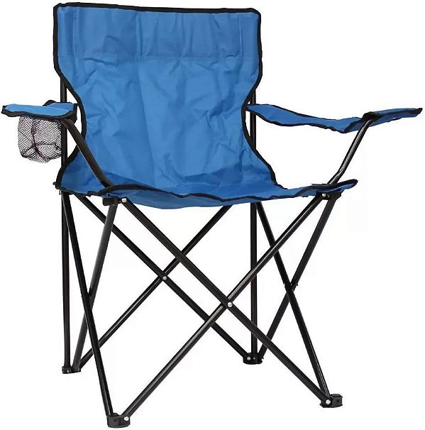 Cadeira Dobrável Importway Azul Com Apoio De Braços Leve E Resistente Para Camping, Praia E Pesca