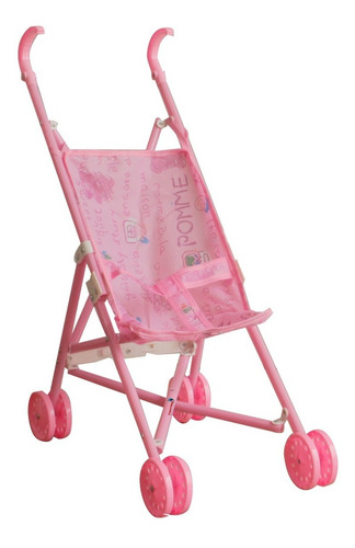 Carrinho De Boneca Tipo Guarda-chuva Rosa Com 4 Rodas Dobrável Leve Portátil Infantil Importway