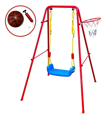 Playground Infantil 2 Em 1 Com Balanço E Cesta De Basquete Colorido Ideal Para Jardim Ou Quintal