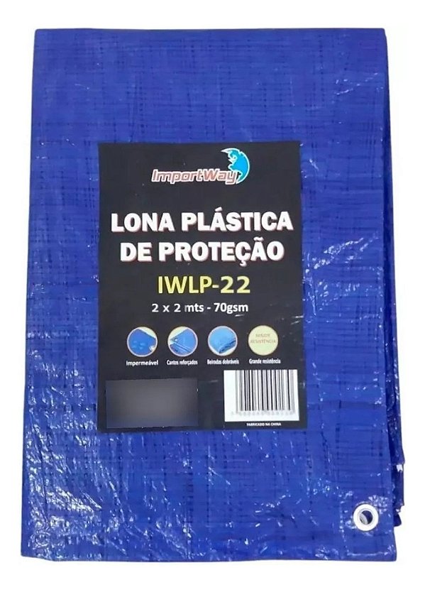 Lona Plástica Impermeável Encerada Importway 2x2 M Multiuso Para Caminhões, Piscinas E Telhados