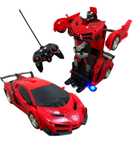 Carrinho De Controle Remoto 1:18 Vermelho Importway Vira Robô Brinquedo Infantil