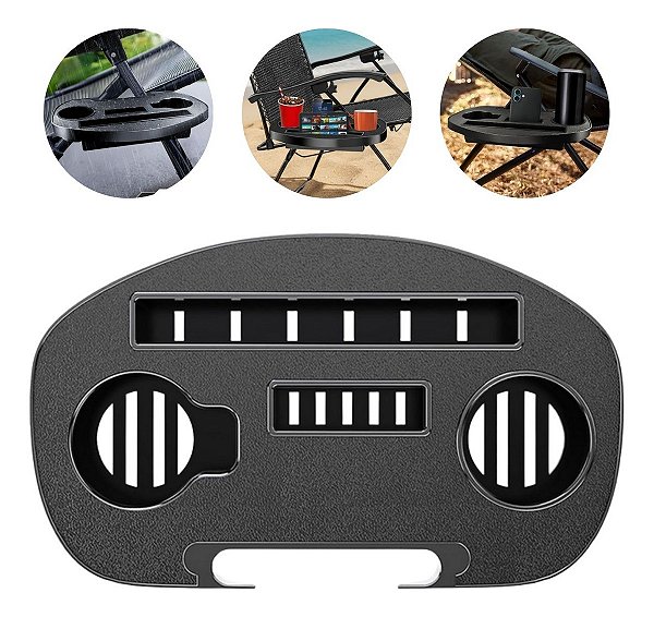 Mesa Portátil Para Cadeira Importway Com 2 Porta Copos Ideal Para Praia E Camping