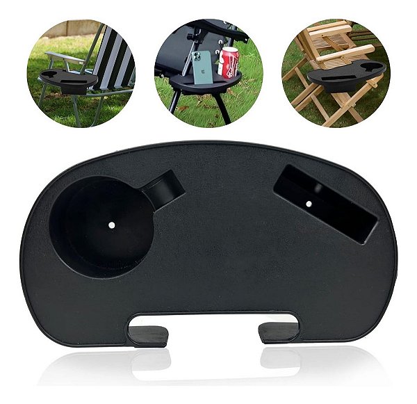 Mesa De Apoio Portátil Importway Preto Para Cadeira Com Suporte Para 1 Copo Camping E Praia