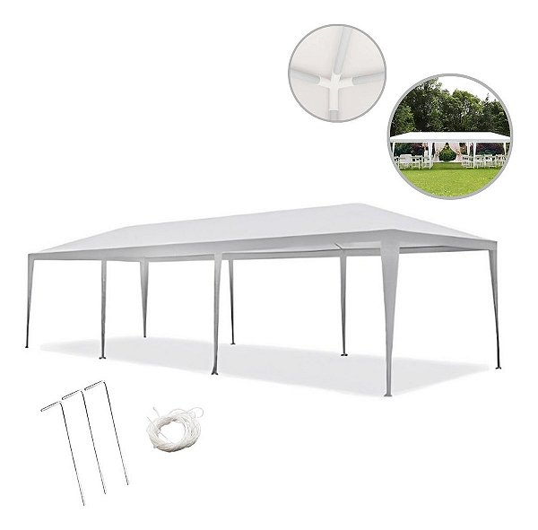 Gazebo Tenda 3x9m Importway Branco Montável Ideal Para Praia Campo Piscina E Jardim