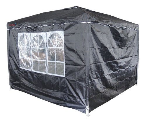 Gazebo Articulado 3x3m Preto Importway Com Duas Paredes Laterais Ideal Para Praia, Camping E Eventos