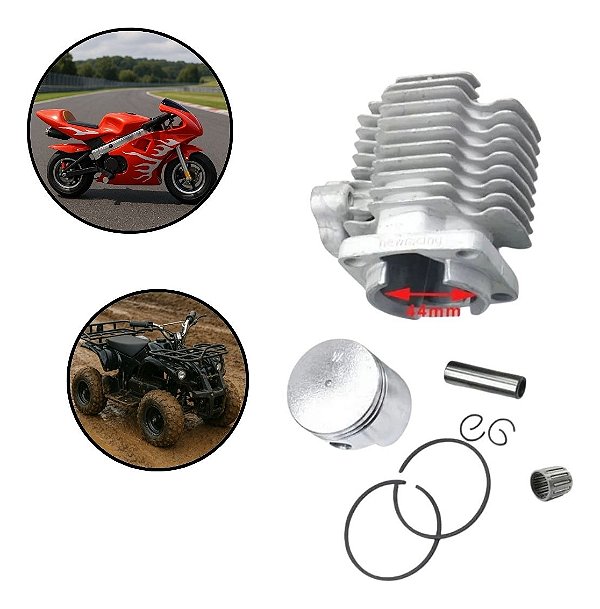 Kit Completo Cilindro 44mm 49cc Motor 2 Tempos Universal Alta Performance Para Mini Moto