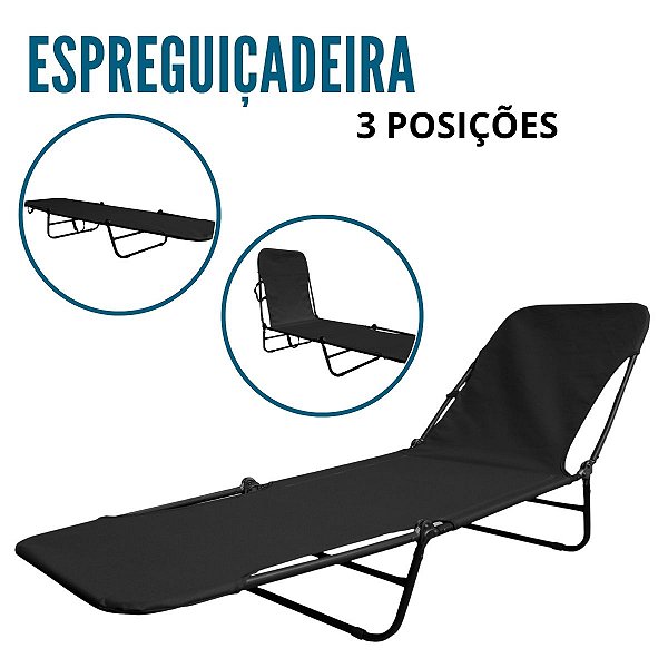 Cadeira Espreguiçadeira Textline Importway Reclinável Ideal Para Praia, Piscina, Jardim E Lazer