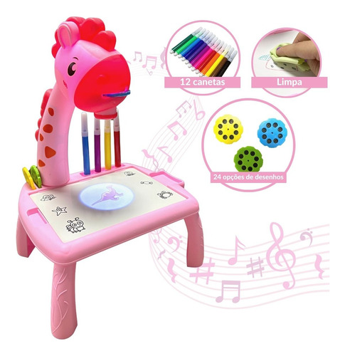 Mesa Projetora Mágica Infantil Rosa De Desenhar E Pintura Brinquedo Educativo Criativo Importway