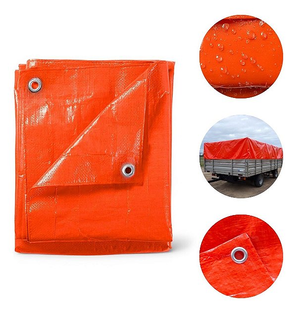 Lona Plástica Polietileno 70g/m² Laranja 5×3m Impermeável Multiuso Para Telhado Quintal Piscina Carga Caminhões