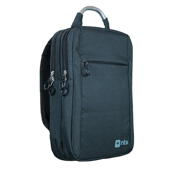 Mochila Executiva Office Edge NTK Preta em Poliéster Com 3 Divisórias e Zíper Para Notebook Laptop Trabalho Escritório