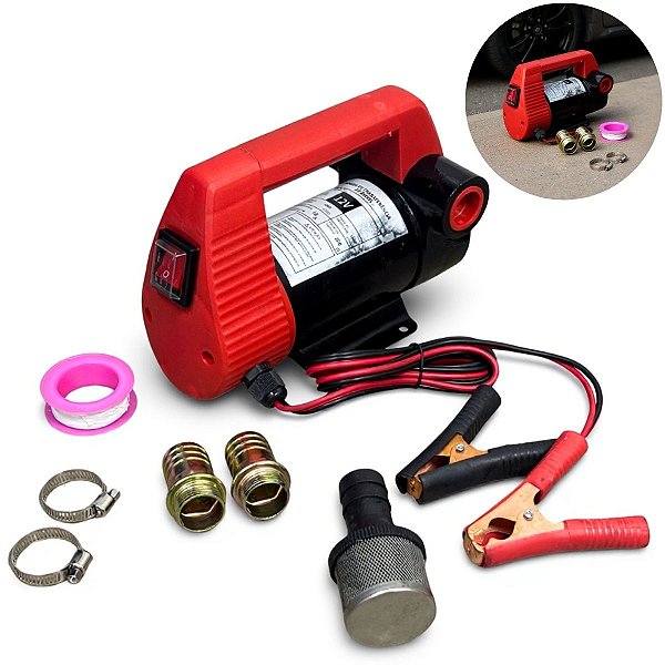 Bomba de Transferência de Diesel 12V 150W Ferro Fundido com Filtro Válvula de Bypass e Motor IP54 Portátil - Importway