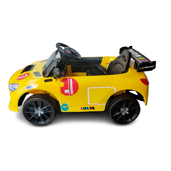 Mini Carro Elétrico Infantil Esportivo 12V Amarelo Com Controle Remoto Função Música E Luzes LED - Importway