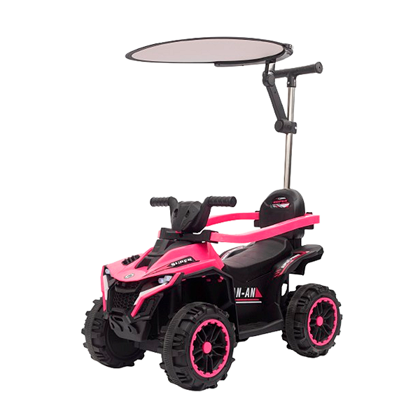 Mini Quadriciclo Elétrico 6V Infantil Com Empurrador Cobertura E Bateria Recarregável Rosa Proteção Solar - Importway