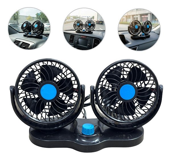 Ventilador Duplo 24v Para Caminhão E Ônibus Com  Ajuste De Direção E Com Controle De Velocidade