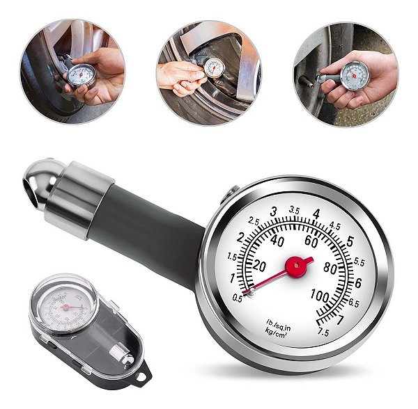 Medidor Digital De Pressão De Pneu Automotivo Compacto E Portátil Para Carros Motos E Bicicletas