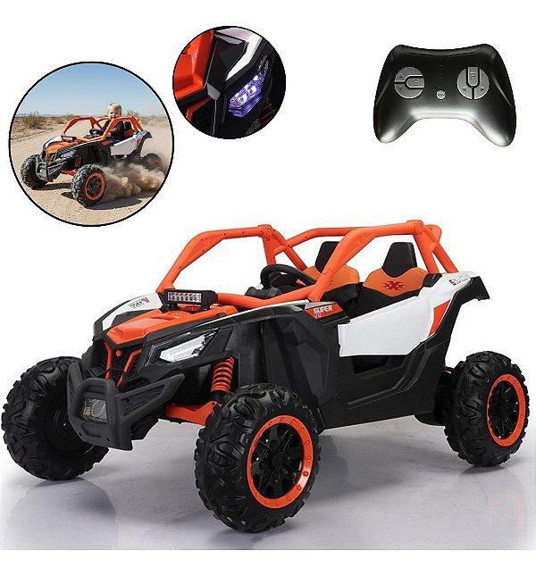 Quadriciclo Elétrico Infantil Utv 12v Laranja Assento Duplo Com Controle Remoto Importway