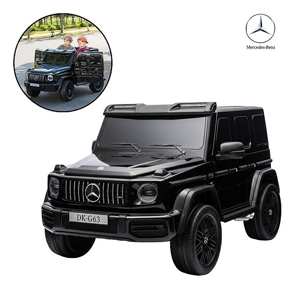 Mini Carro Elétrico Infantil 24v Mercedes Benz G63 Preto Com Luz Música Usb Mp3 Controle E 3 Velocidades Bivolt