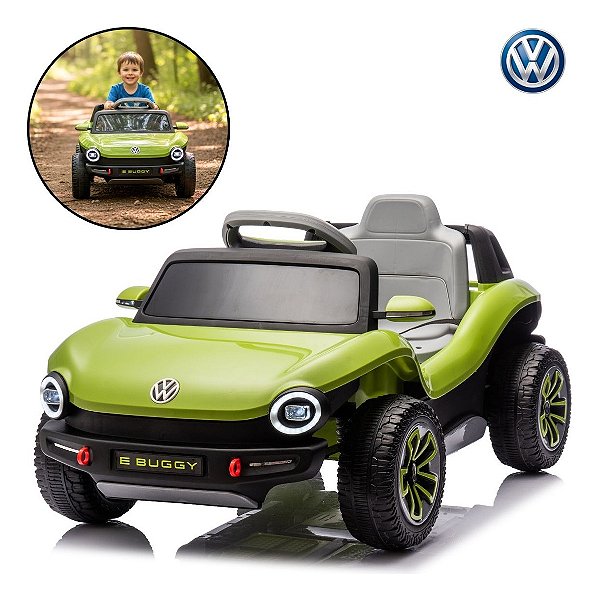 Mini Carro Elétrico Infantil 12v Volkswagen Buggy Verde Importway Com Luz, Som E Controle Remoto Completo