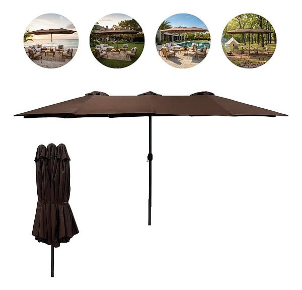 Ombrelone Guarda Sol Duplo 4,60m Terracota Central Importway Para Piscina, Praia, Camping E Área Externa
