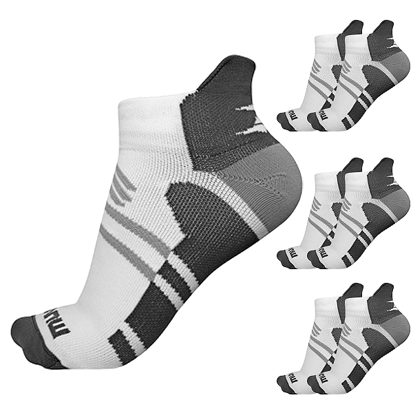 KIT Meia de Compressão Esportiva Muvin Arrow Cano Curto CinzaUnissex Tamanho 34–39 para Corrida Caminhada Ciclismo Clone