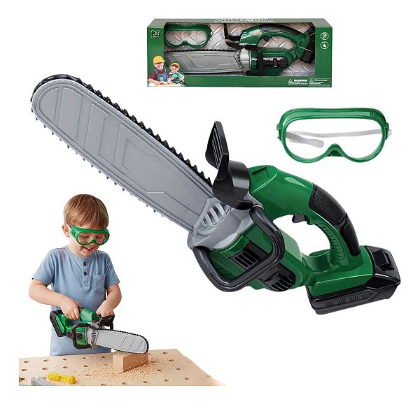 Motosserra Elétrica Infantil Importway Com Luz E Som Realistas E Óculos De Proteção – Brinquedo Seguro E Certificado