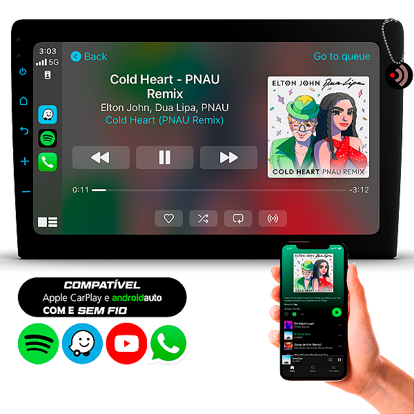 10x Central Multimídia Automotiva MP5 9 Polegadas Slim Full Touch com CarPlay e Android Auto Com e Sem Fio - H-Tech
