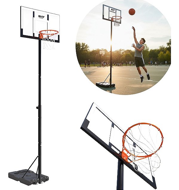 Cesta De Basquete Altura Regulável Até 3,05 M Com Aro 45 Estrutura Resistente Ideal Para Treinos E Diversão Em Casa