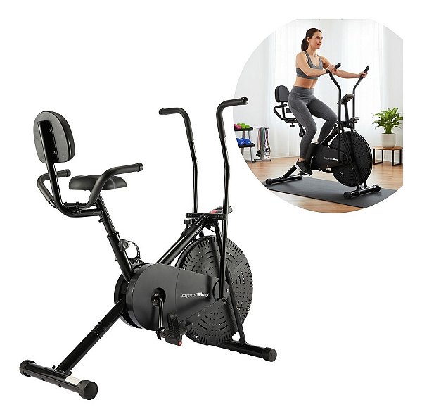 Air Bike Com Encosto Ideal Para Alta Queima De Calorias Resistência A Ar E Treino Intenso Suporta Até 150kg