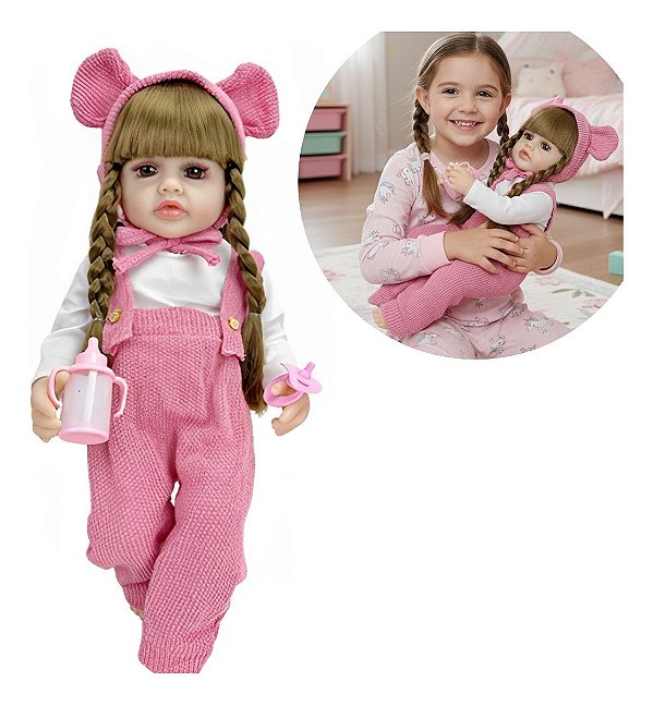 Boneca Infantil 60cm Musical Interativa Com Detector De Gravidade E Acessórios Para Brincar De Faz De Conta