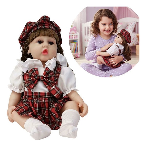 Boneca Vinil Infantil 54cm Corpo Articulado Com Acabamento Realista Visual Delicado E Roupa Elegante