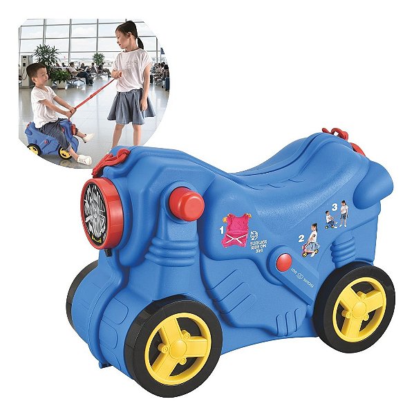 Mala Infantil Carrinho Viagem 2 Em 1 Azul Importway Pode Sentar E Ser Puxada Ideal Para Viagens Mais Divertidas