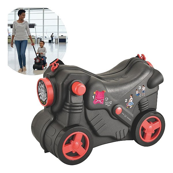 Mala Infantil Carrinho Viagem 2 Em 1 Preta Importway Pode Sentar E Ser Puxada Ideal Para Viagens Mais Divertidas