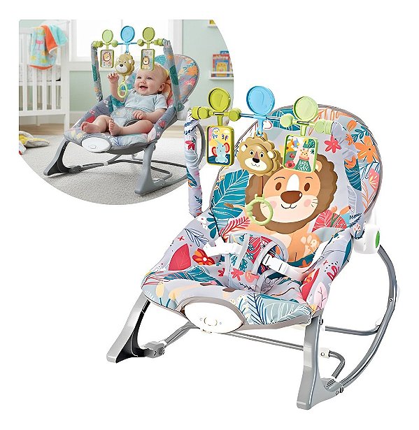 Cadeira Bebê Descanso Com Som E Função Balanço Cinza Ideal Para Acalmar Relaxar E Entreter O Bebê Com Segurança