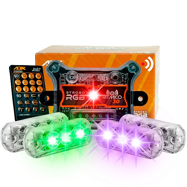 Strobo Ajk Analisador De Áudio Led Rítmico 3.0 Com 4 Faróis 6W para Som Automotivo Caixa Bob Paredão