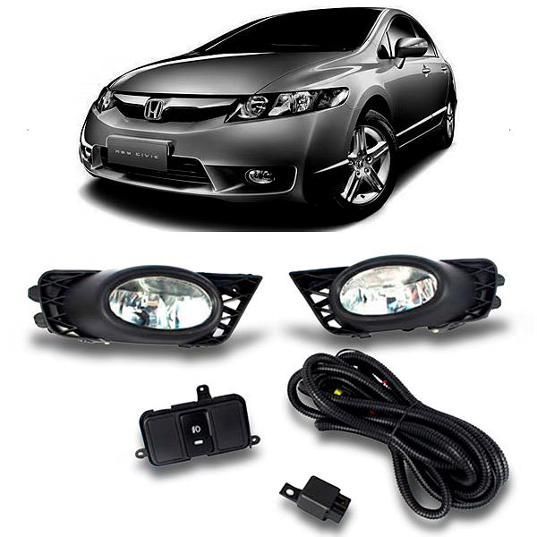 Kit Botão Interruptor Farol Auxiliar Honda New Civic 2009 2010 2011 Padrão Original - Shocklight