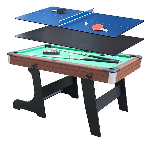 Mesa Multifuncional Dobrável 3 Em 1 Para Sinuca, Ping Pong E Jantar Ideal Para Área De Lazer