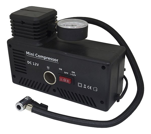 Mini Compressor De Ar 2 Em 1 Importway 250psi Com Uso Elétrico E Automotivo, 30l/min E 4 Bicos Adaptadores 220v