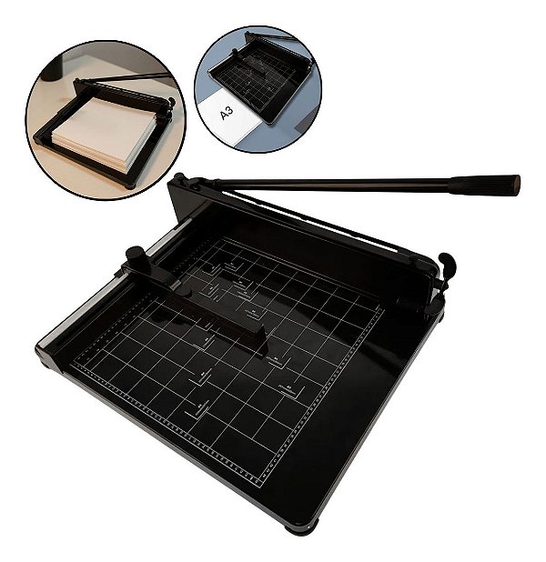 Guilhotina De Papel Manual A3 Profissional Preta Com Altura De Corte 40mm Para Até 400 Folhas