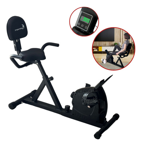 Bicicleta Ergométrica Horizontal Magnética Importway Com Monitor E 8 Níveis Para Cardio Em Casa