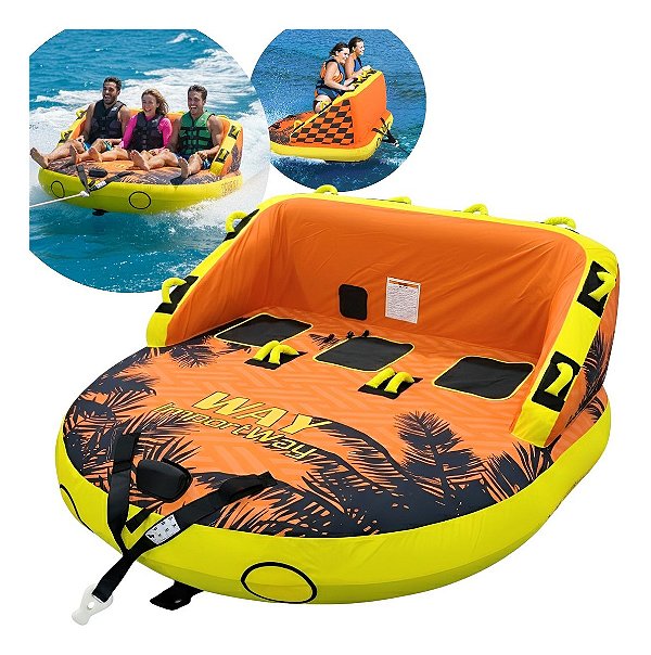 Boia Esportiva Inflável Rebocável Para 3 Pessoas Suporta 270kg Ideal Para Lancha E Jet Ski