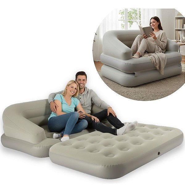 Sofá Cama Inflável 2 Lugares Para Camping Casa E Praia Suporta Até 160kg Conforto E Praticidade