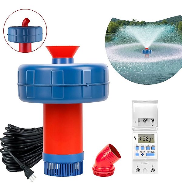 Aerador Chafariz Piscicultura 750w 220v Com Temporizador Ideal Para Tanques Viveiros E Lagos
