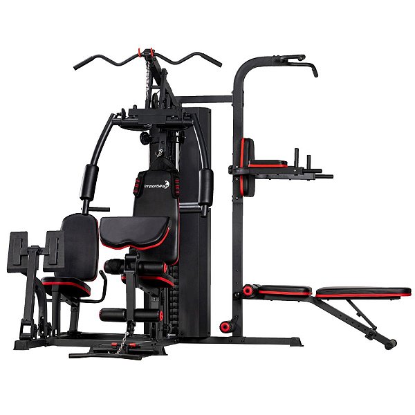 Multi Estação de Musculação 72kg Aparelho de Ginástica 3 Estações Treino Completo Home Gym - Importway