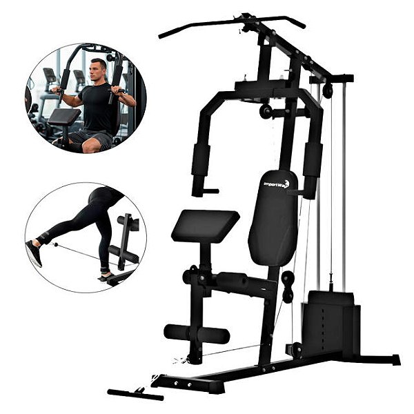 Máquina Estação de Musculação com Suporte Bíceps 68kg Para Treino Completo Em Casa Multifuncional - Importway