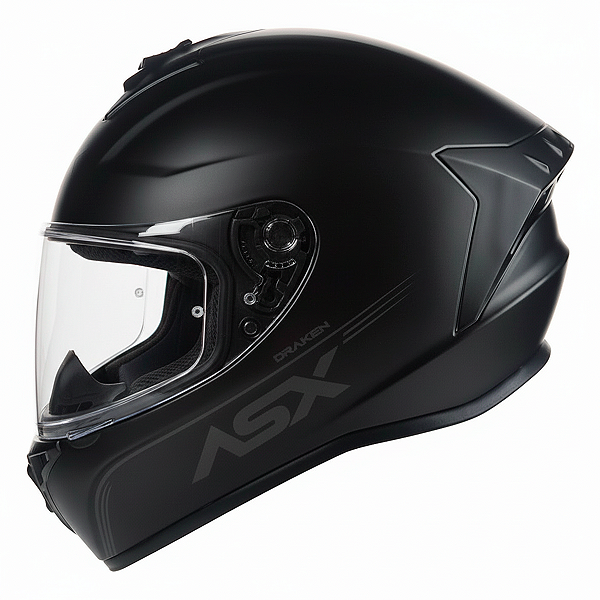 Capacete Fechado Asx Draken Solid Moto Preto Fosco Masculino Feminino Esportivo Tamanho 58 com Viseira Cristal