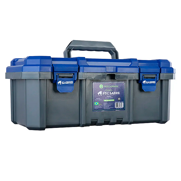 Maleta para Pesca 15L PBC Sabre Pesca Brasil Azul e Cinza Portátil Caixa Organizadora para Iscas e Acessórios com Estojo