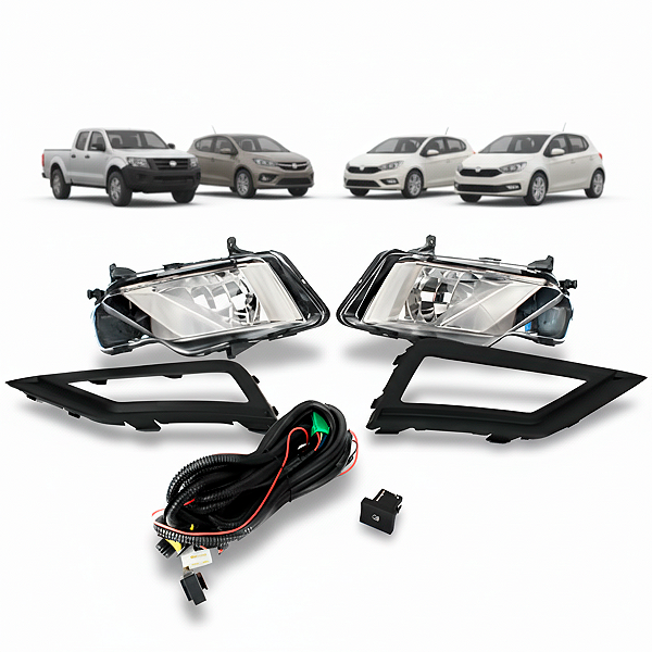 Kit Farol De Milha Saveiro Robust Trendline 2016/23 Gol G8 2019/22 Gol Track 2017/22 c/Botão Grande Original -Shocklight