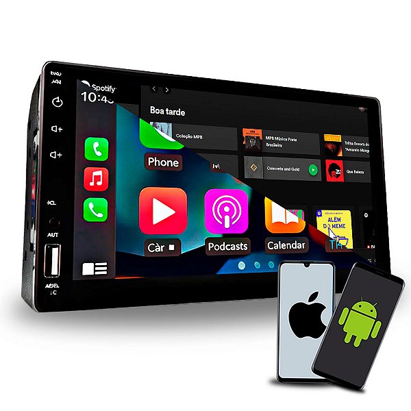 Multimidia MP5 2 DIN 7" IPS Full Touch HT-3827CA CarPlay Android Auto Sem Fio Bluetooth USB SD AUX 4x60W H-TECH