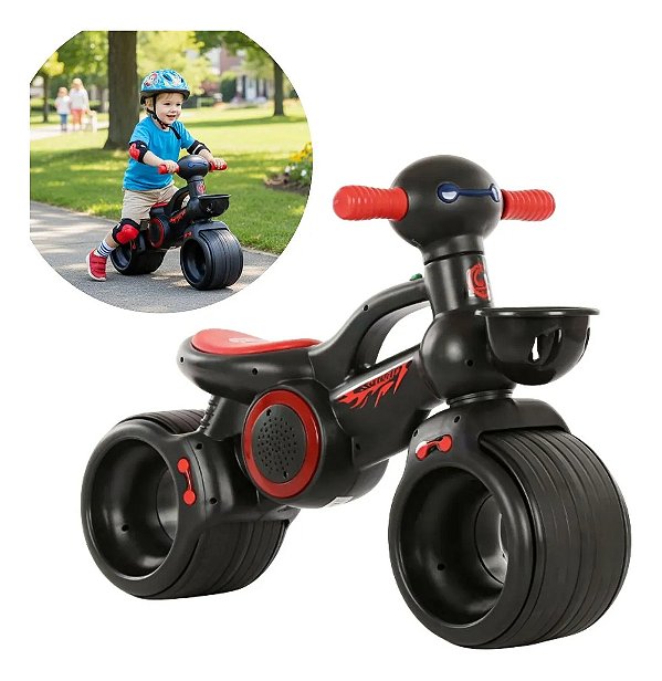 Bicicleta Balance Equilíbrio Infantil Preto Importway Com Som E Luz Ideal Para Crianças A Partir De 2 Anos