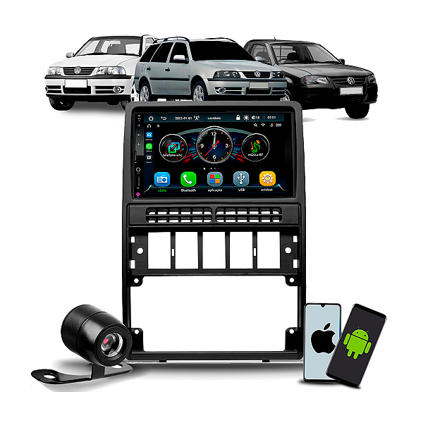 Kit Multimídia MP5 Roadstar RS-7007 BR 7" Bluetooth USB CarPlay Android Auto S/Fio + Moldura Painel 2 Din + Camera de Re